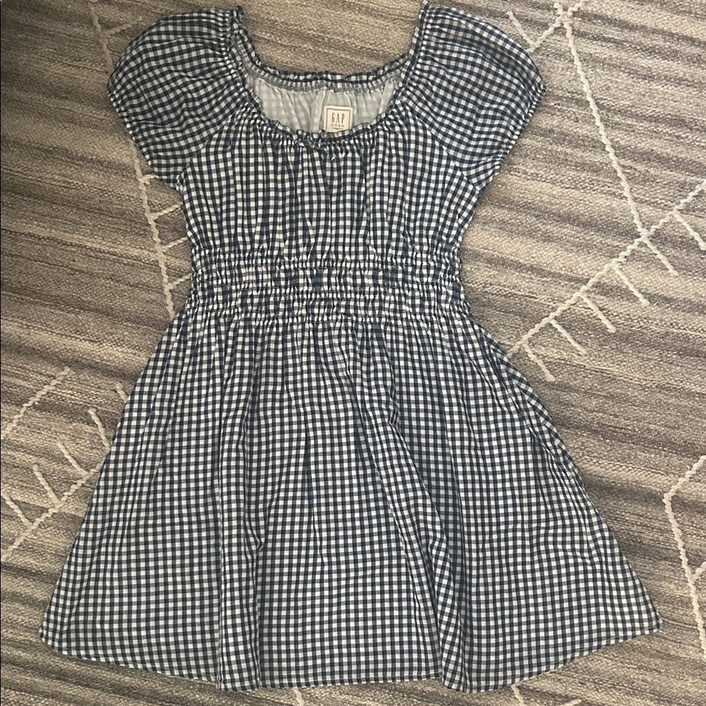 GAP DOEN Kids Navy and White Checkered Dress